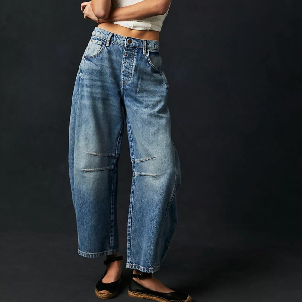 We the Free Good Luck Mid-Rise Barrel Jeans
